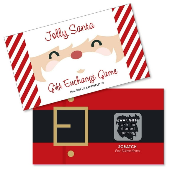 Big Dot of Happiness Jolly Santa Claus - Christmas Party White Elephant Gift Exchange Game Scratch Off Cards - 22 Count