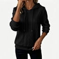 thumbnail image 2 of Tqcoqu Women's Cable Knit Textured Pullover Hoodie,Drawstring Hood Long Sleeve Loose Casual Sweatshirt Tops For Fall Winter,Black Women's S-XXL, 2 of 6