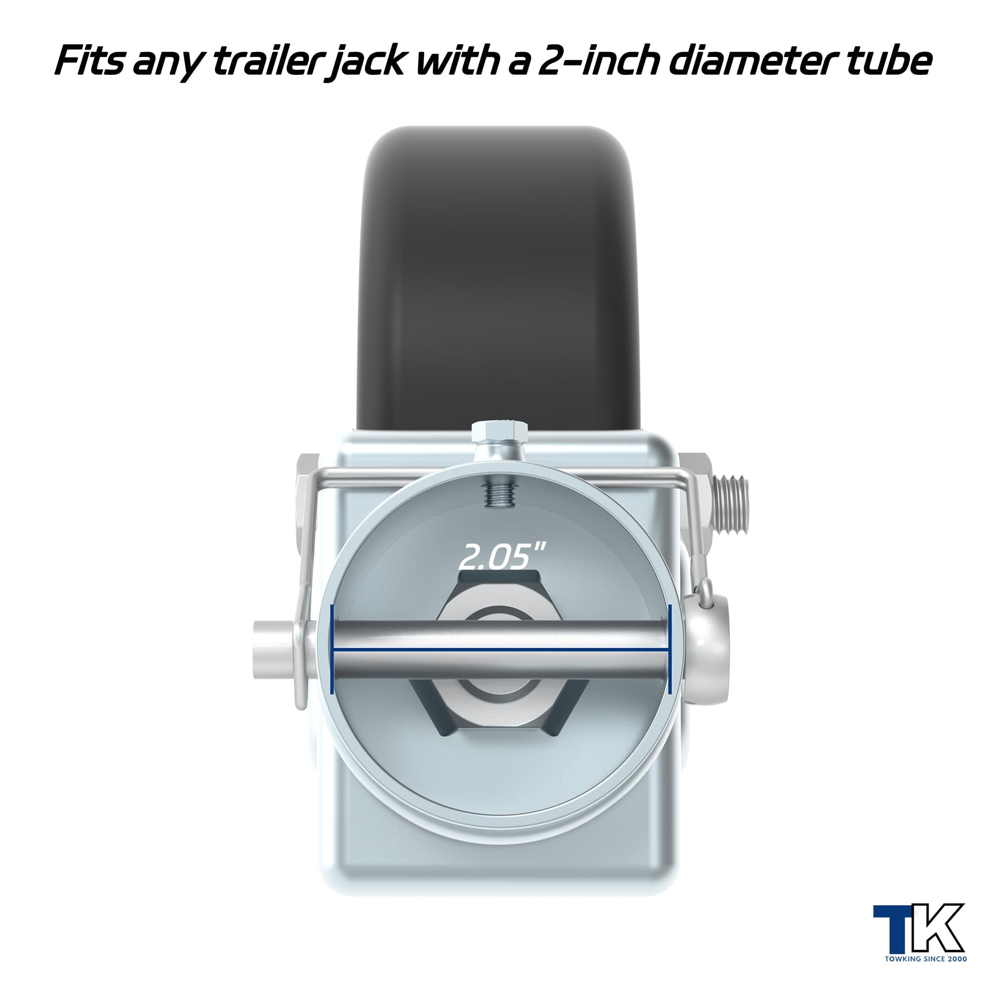 TOWKING 1500lbs 6" Trailer Jack Swivel Caster Replacement with Upgraded Spoked Wheel and Pin, Silver