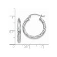 thumbnail image 3 of Real 14kt White Gold Polished 3.25mm Twisted Hoop Earrings; for Adults and Teens; for Women and Men, 3 of 3