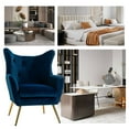 thumbnail image 5 of Velvet Armchair Wingback Home Lounge Single Sofa Upholstered Tufted Accent Chair Golden Leg Living Room Adult Navy, 5 of 7