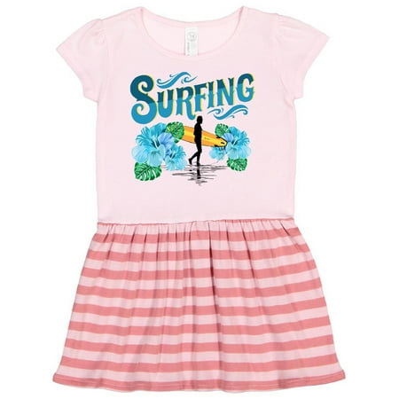 

Inktastic I love Surfing with Hawaiian Flowers Gift Toddler Girl Dress