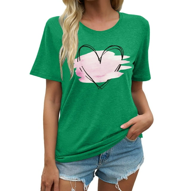 LUOGENLI T-shirts pour Femmes Mode Décontractée Chemises Imprimées Col Rond Manches Courtes Tee Tops Tunique Blouse 4TG T-shirts Graphiques pour Femmes Vert Saint-Patrick L