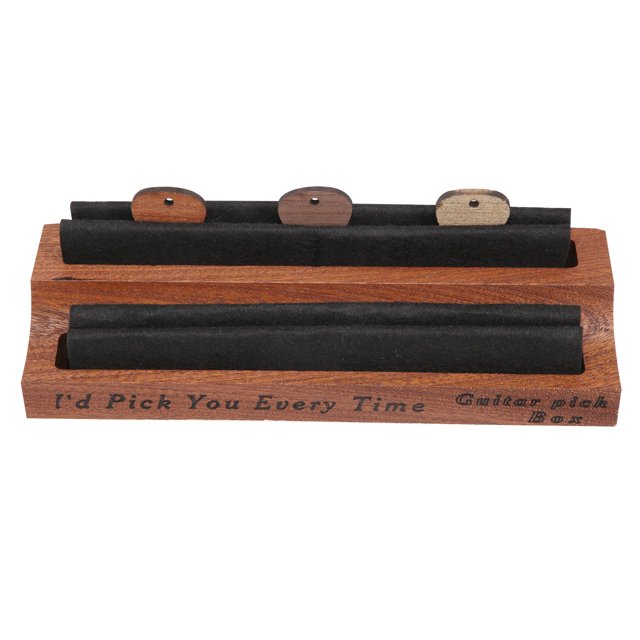 Juego de Soportes para PúAs de Guitarra con 3 PúAs de Madera, Caja de ExhibicióN de PúAs de Guitarra de Madera Natural, Mini Caja de Almacenamiento para Guitarra