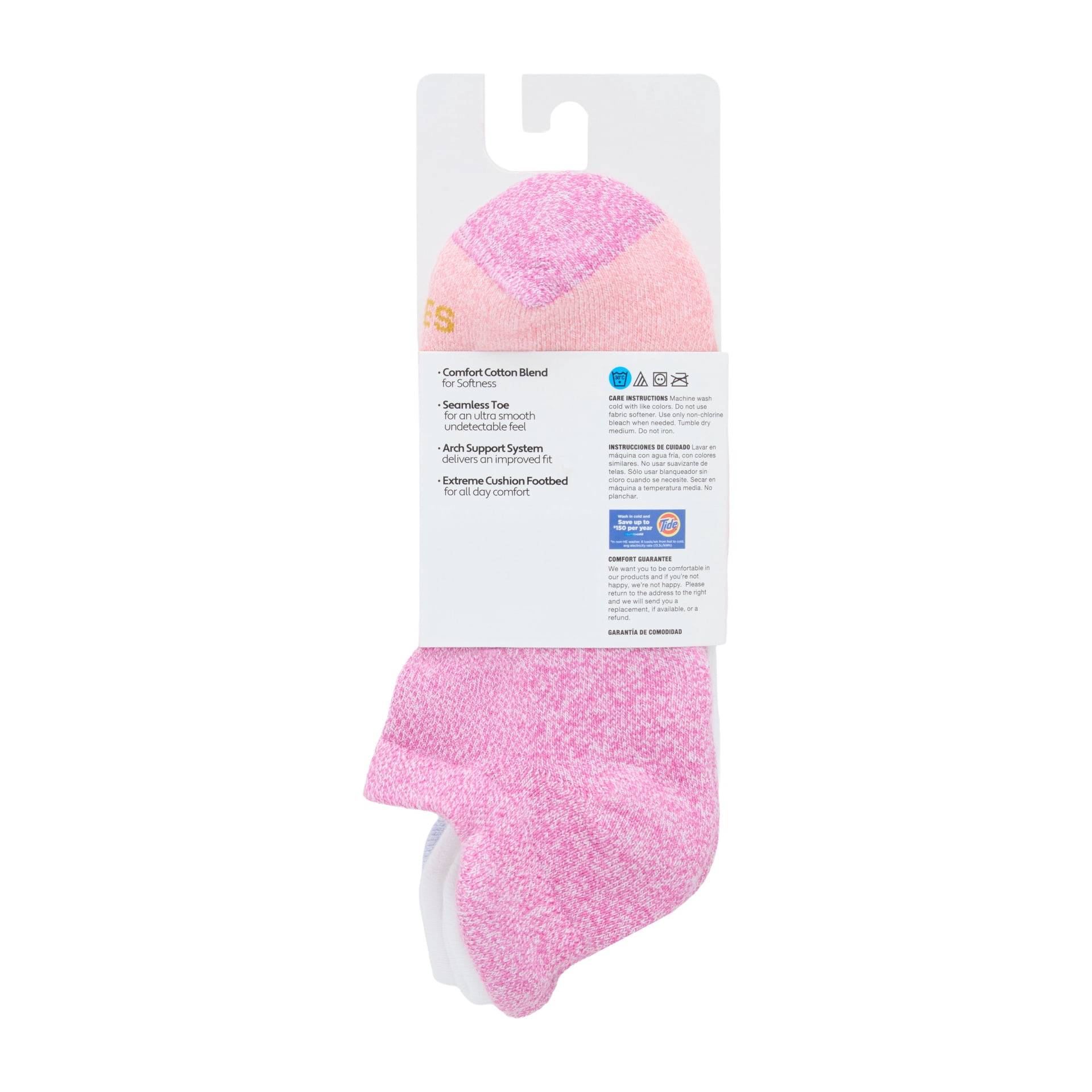 Hanes Womens Absolute Comfort No-Show Socks w/ Heel Shield, 4-Pack, Size 5-9