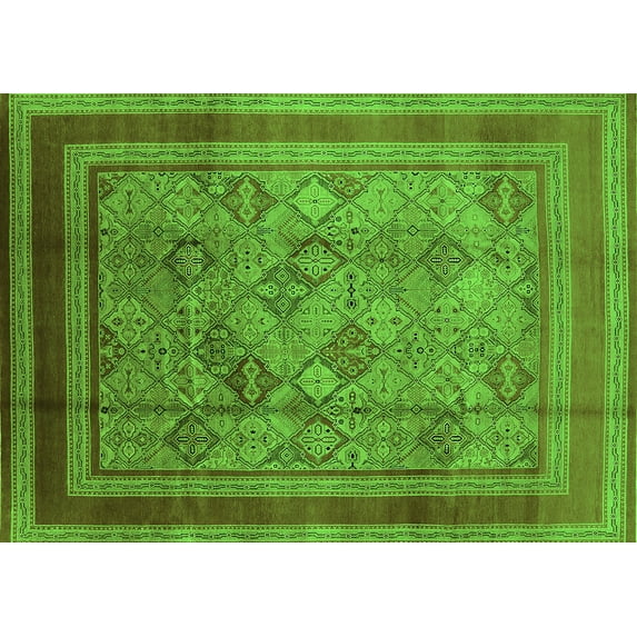 Ahgly Company Indoor Rectangle Oriental Green Industrial Area Rugs, 8' x 10'