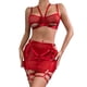 thumbnail image 1 of Gibobby Conjunto Lencería Tanga Y Bralette Lenceria Sexy Mujer Bikini Push Up Bustier Top + Braga Alta G String Clubwear Conjunto de Lencería(Rojo, CH), 1 of 5