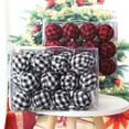 thumbnail image 2 of 24pcs Plaid Farmhouse Christmas Ornaments, Red Black Country Xmas Decor Indoor, Cute Rustic Xmas Balls for Home Office Family Holiday Party, 2 of 6