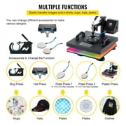 BENTISM Heat Press Machine 5 in 1, 15X15 Combo Digital Multifunctional Sublimation Heat Transfer Machine, 360 Degree Rotation Swing Away Heat Press for Printing T Shirts Hat Mug Cap Plate 1050W