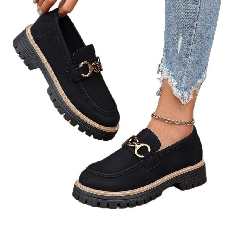 Hopeusnice Leather Shoes for Women Soft Non-Slip Breathable 