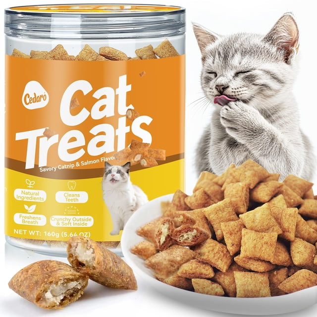 Golosinas para Gatos Cedaro Crunchy Suaves de Salmón y Hierba Gatera 160 g