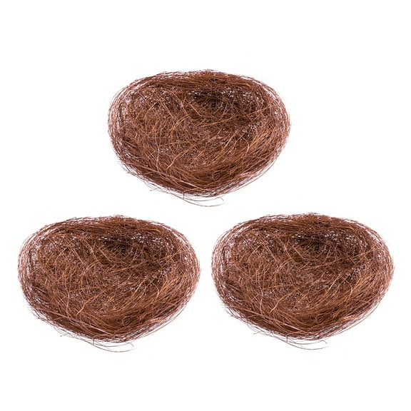 WRISTBIQUE 3PCS Creative Birds Nest Ornaments Coffee Colored Thread Home Decoration Easter Egg Holder 5.5×5.1×2in