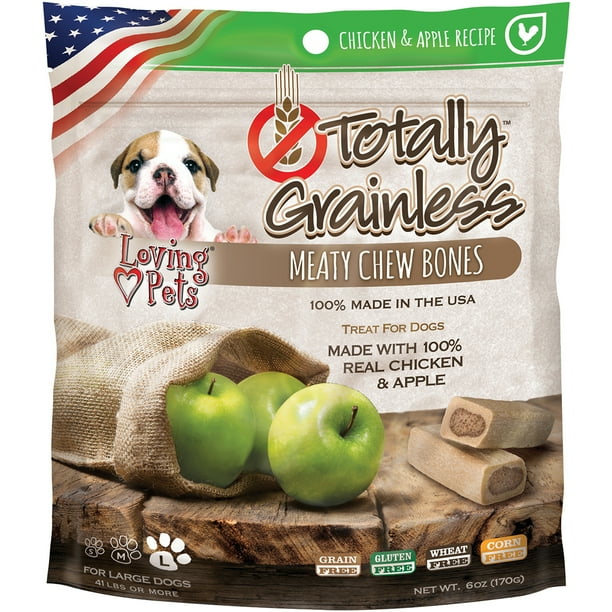 Loving Pets Totally Grainless Chicken and Apple Bone Dog Treats, for