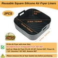 thumbnail image 2 of 9 Inch Square Silicone Air Fryer Liners for 6 to 8QT, Set of 2, Reusable Silicone Airfryer Tray Insert, Air Fryer Accessories for Corsori 6QT, Airfryer Pro XL 6.5QT, & More, 2 of 5