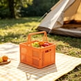 thumbnail image 3 of Foldable Plastic Grocery Basket with Handle, Collapsible Storage Crate for Shopping, Picnic & Home Organization, 3 of 6