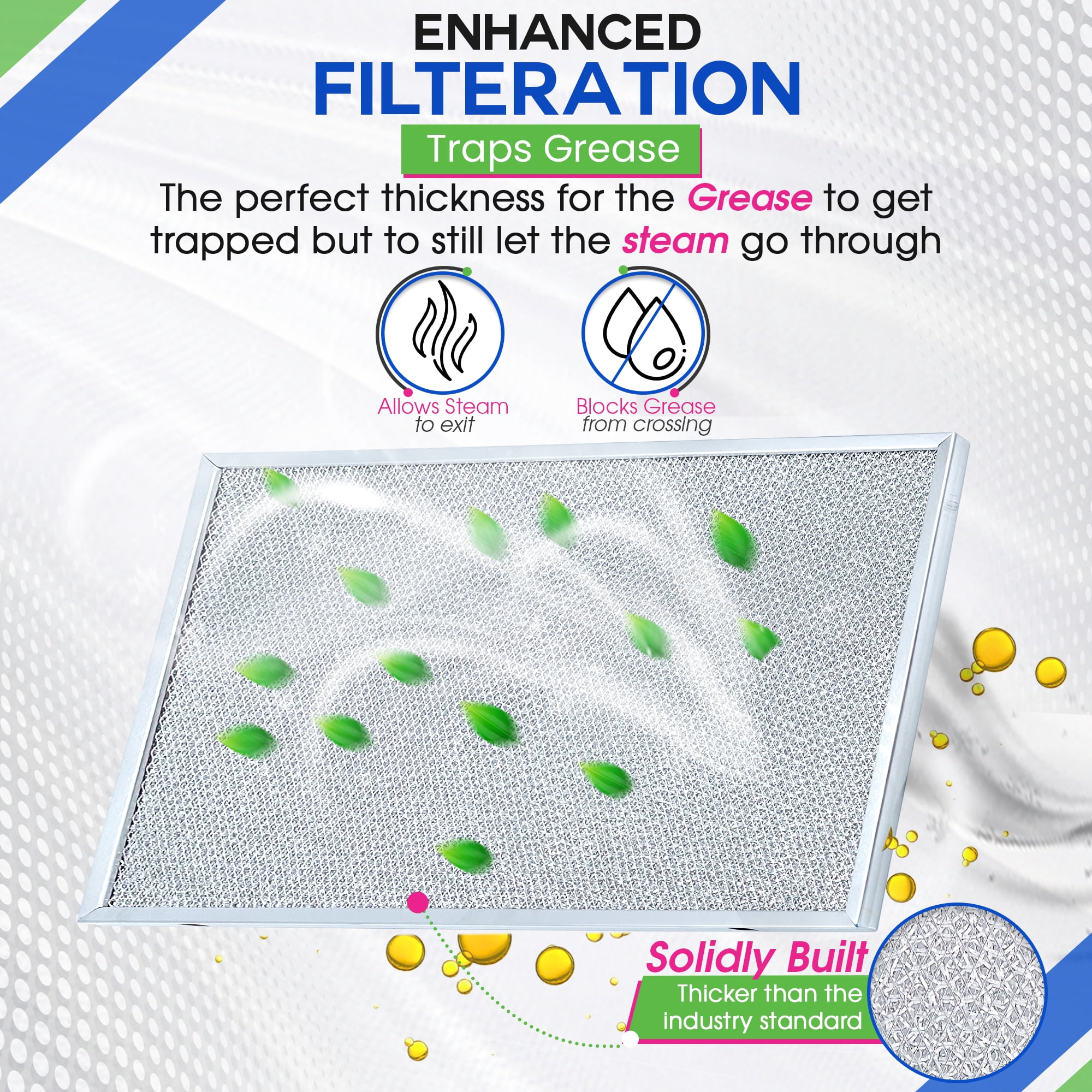 Range Hood Filter Replacement for BPS1FA36 17.35 x 11.80 Inch Broan Range Hood Filter and Allure Range Hood Filter - Hood Vent Filter for Range Hood - Filters Grease Entering Stove Hood (2-Pack)