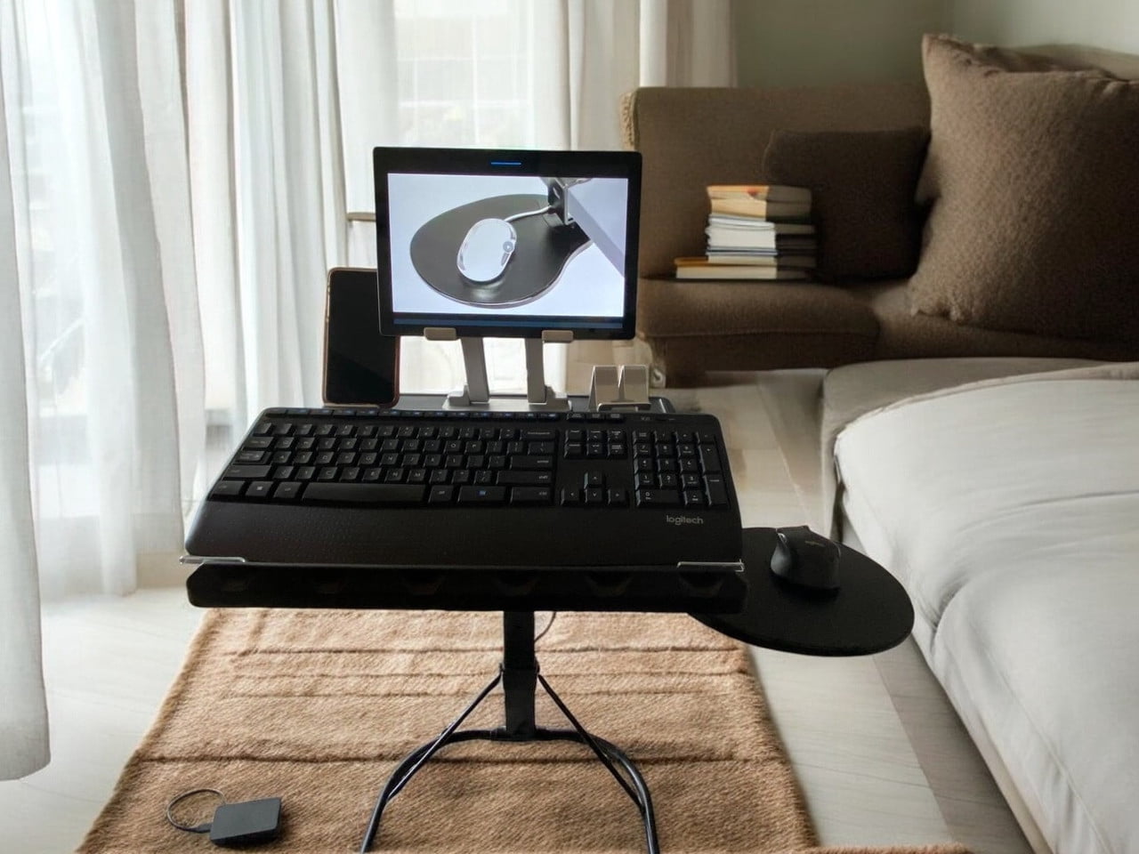 MAX SMART Under-desk Clamp on Mouse Pad with 360 Rotating Swivel Platform