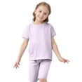 thumbnail image 6 of Bovxnpu Boys Girls 2 Piece Outfits, Girl Short Set Cute T-Shirt Shorts, Toddler Kids Fashion Cute Solid Color Soft Short Sleeve Top Shorts Home Wear Suit 6 Years, 6 of 8