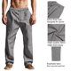 thumbnail image 4 of Pantalones largos de lino para hombre, de color liso, para primavera y verano, estilo fino, de imitación de lino, informales, rectos, con cordón ajustable, de color liso, 4 of 9