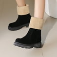 thumbnail image 4 of Dsscvnef Bottes d'Hiver Doublées pour Femmes Talon Bas à Enfiler Mi-Mollet Bottes de Randonnée Confortables et Chaudes, 4 of 8