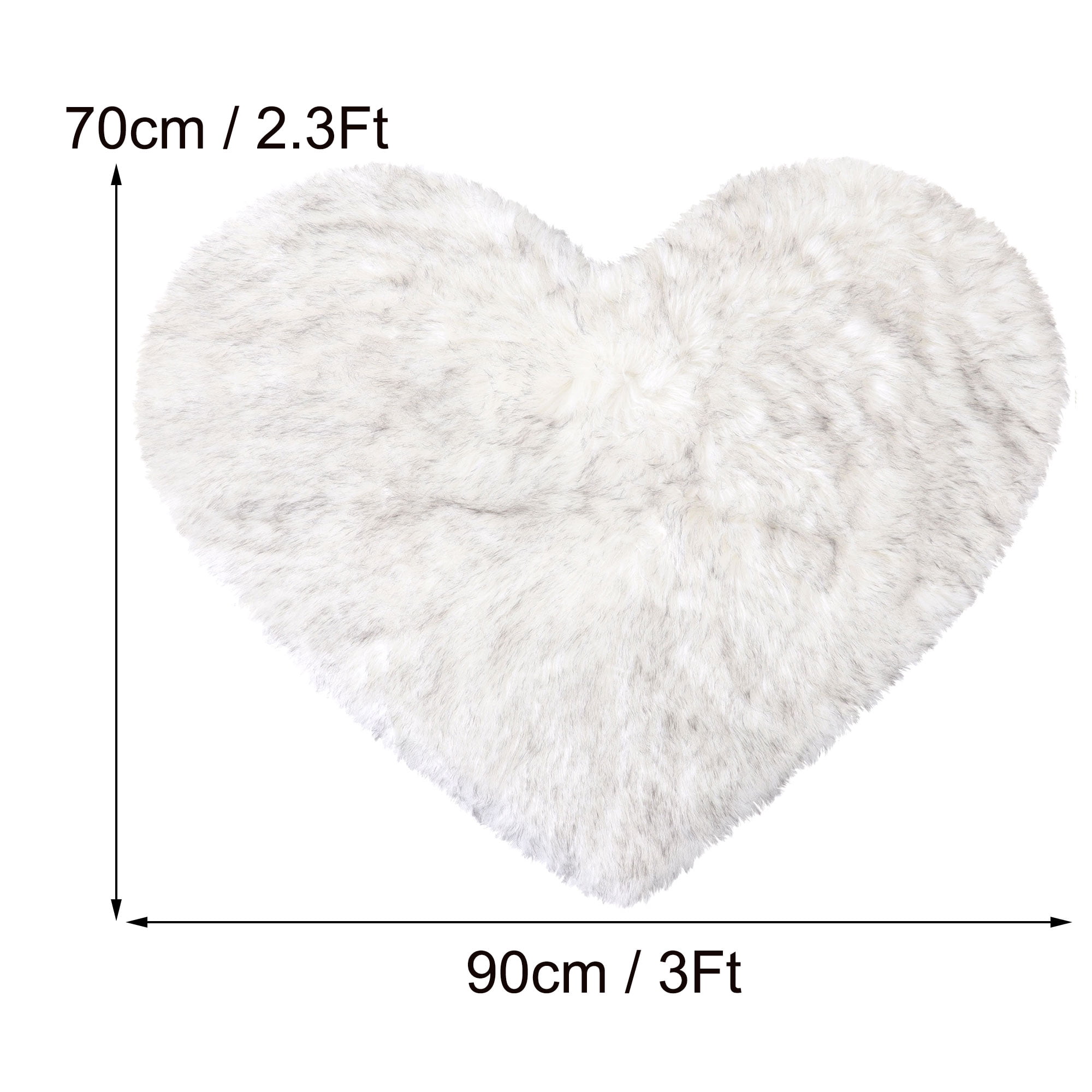 Unique Bargains Heart Shaped Faux Fur Shag Area Rug 2.3Ft x 3Ft White+Black