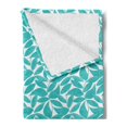 thumbnail image 2 of Turquoise Soft Flannel Fleece Throw Blanket, Foliage Pattern with Exotic Leaves Tropical Themed Image Graphic Stripes, Cozy Plush for Indoor and Outdoor Use, 50" x 60", Turquoise White, by Ambesonne, 2 of 5