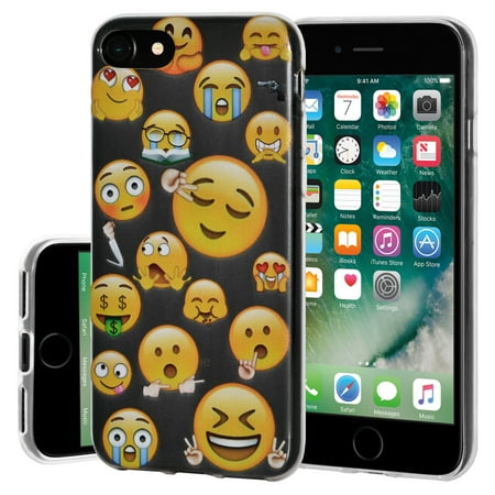 - Soft Gel Crystal Clear Transparent Emoji TPU Skin Case Cover for Apple iPhone 7 - Mixed Emotions 2