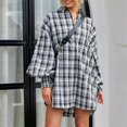 thumbnail image 3 of Camisa Blusa con botones para mujer Cómoda blusa de salón Vestido casual Otoño Invierno Mini vestido Kuymtek Negro L para Mujer, 3 of 6