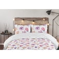 thumbnail image 5 of Ambesonne Floral Down Alternative Quilt Comforter, Simple Flowers Romance Print, Full, Pink Pale Yellow and Blue, 5 of 5