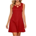 thumbnail image 2 of Noric Women's Sleeveless Dresses Casual Cutout Neck A-Line Swing Dresses for Summer Party Vacation Beach, 2 of 7