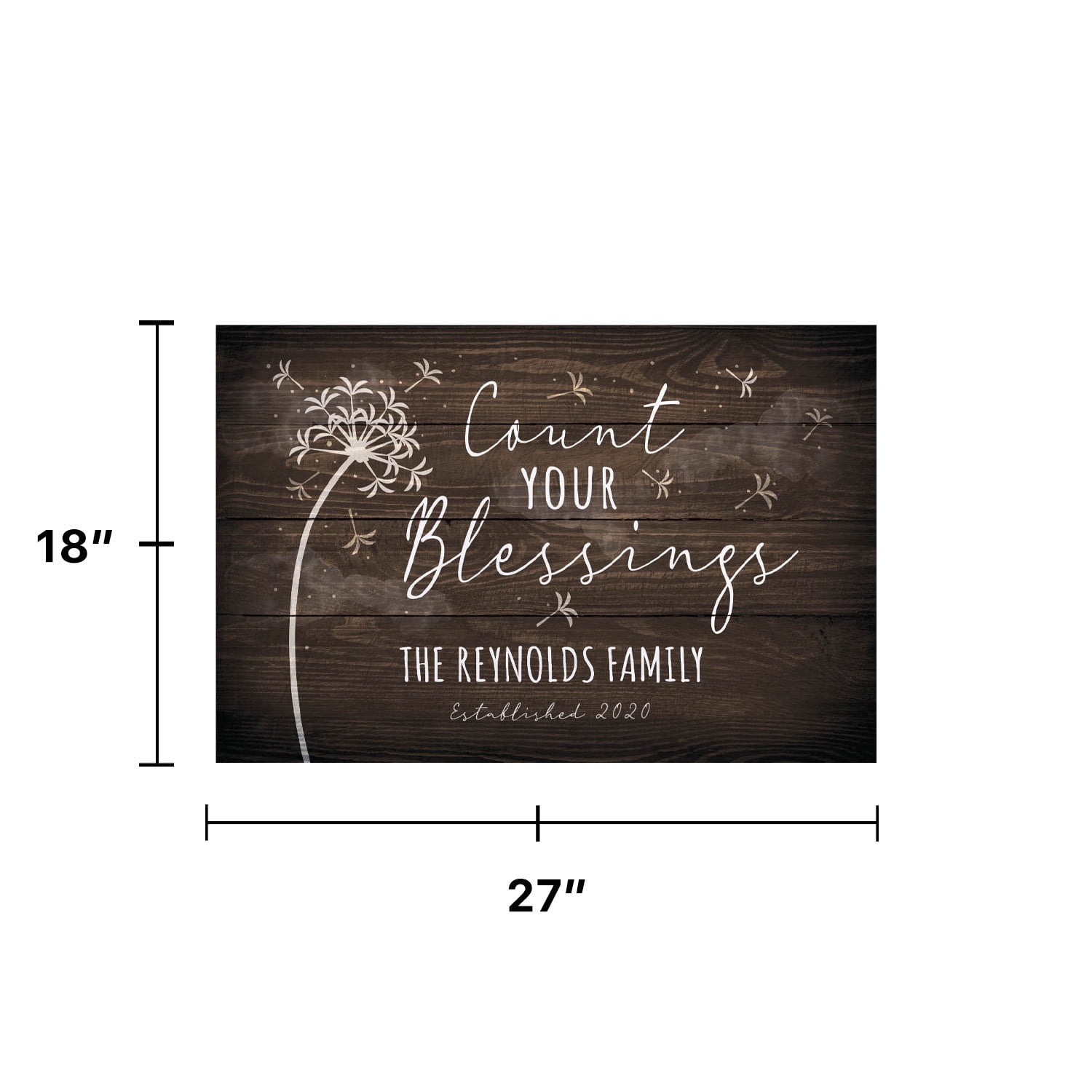 Personalized Planet 27x18 Count Your Blessings Inspirational Doormat with Custom Personalization Printed on Brown Rectangular 1/4” Thick Non Slip Mat for Kitchen Hallway Deck or Porch