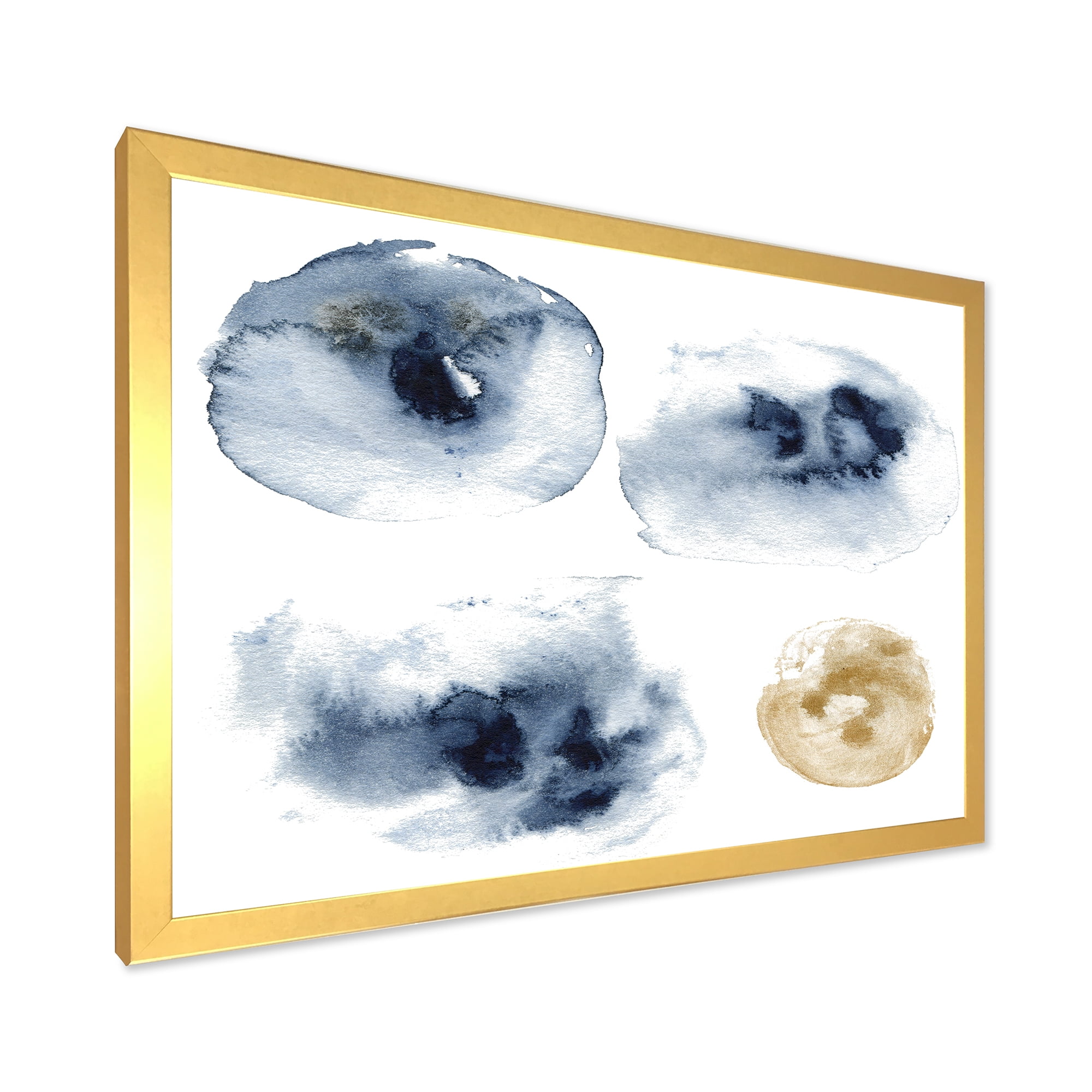 Designart 'Abstract Of Gold and Dark Blue Cloud' Modern Framed Art Print