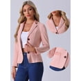 thumbnail image 2 of DARING DIVA Women's Faux Suede Lapel Collar Button Down Blazer M Pink, 2 of 6