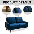 thumbnail image 2 of Enor Furniture Fieldstone 58" Square Arm Modern Velvet Loveseat in Space Blue, 2 of 7