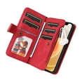 thumbnail image 4 of Multifunctional Case for iPhone 11,[RFID Blocking] 9 Credit Cards Holder with Wrist Strap, Premium PU Leather Zipper Wallet Purse Magnetic Flip Phone Cover For iPhone 11, Red, 4 of 12
