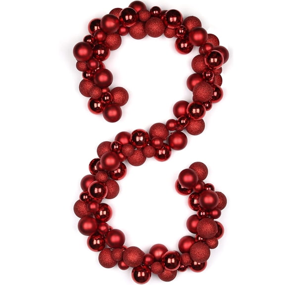 6 Ft Christmas Ball Garland Ornaments Shatterproof Xmas Hanging Balls Holiday Party Wedding Christmas Tree Decor Red