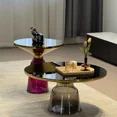 thumbnail image 4 of Mesa de centro de cristal de lujo para sala de estar, mesa redonda combinada de vidrio de colores, decoración del hogar, vidrio templado de diseño europeo, 4 of 4