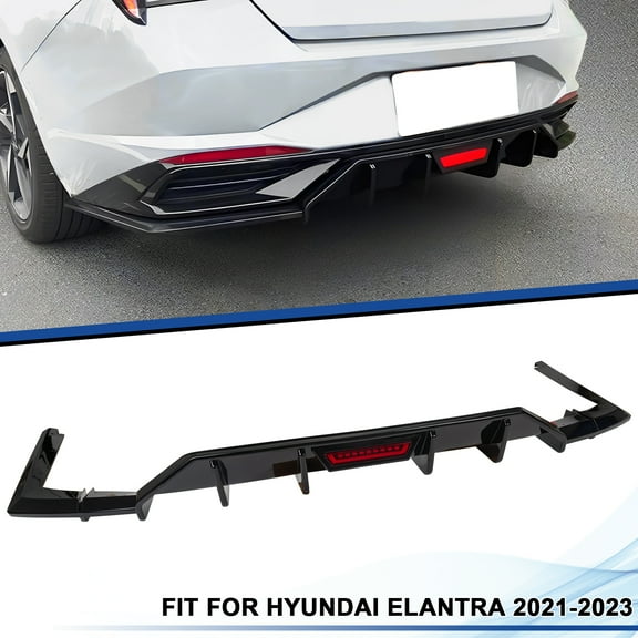 Telimocy For 2021-2023 Hyundai Elantra Sedan Shark Rear Diffuser Lip Kits w/LED Brake Light
