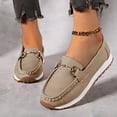 thumbnail image 4 of Rokment Womens Memory Foam Slip on Penny Loafers Classic Trendy Casual Leather Walking Shoes Spring Fall Comfortable Non Slip Work Dressy Oxfords Khaki Size 9.5, 4 of 8
