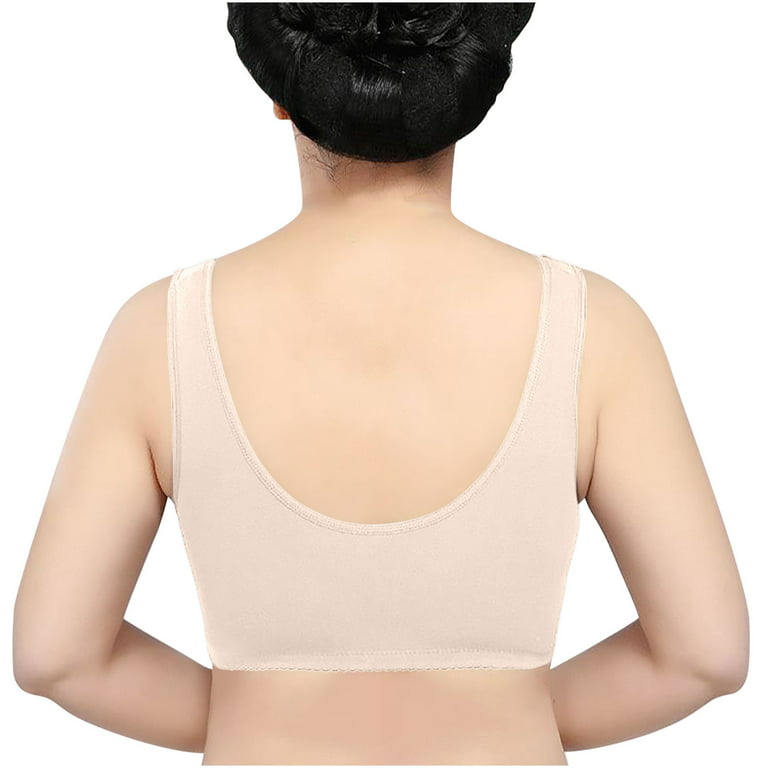 YWDJ Bras for Women No Underwire Plus Size Front Closure Front Clip Zip  Snap Front Close Wide Back for Full Figured Tank Top Vest Bra Solid  Sleeveless