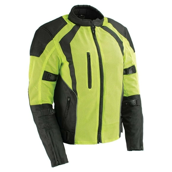 Milwaukee Leather MPL2793 High Vis Green with Black Armored Textile Motorcycle Jacket for Women - All Season Mesh Jacket - 4X-Large