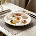 thumbnail image 2 of FEOLGEHLY 3PCS Round Plastic Plates, Divided Plates for Adults, Reusable Food Tray, Plastic Plates For Party, Plastic Dinner Plates with Compartments, for Home Travel & Outdoor 10 in (Beige), 2 of 7