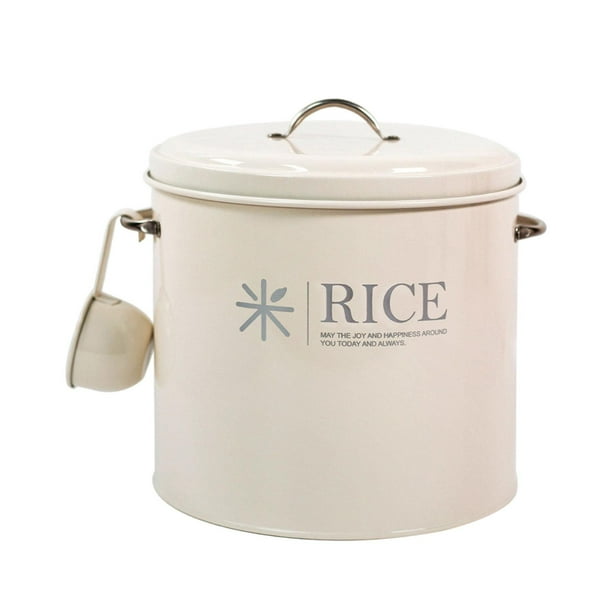 Recipiente redondo para arroz y cuchara medidora con tapa y asa para almacenamiento de alimentos sellado Estilo A
