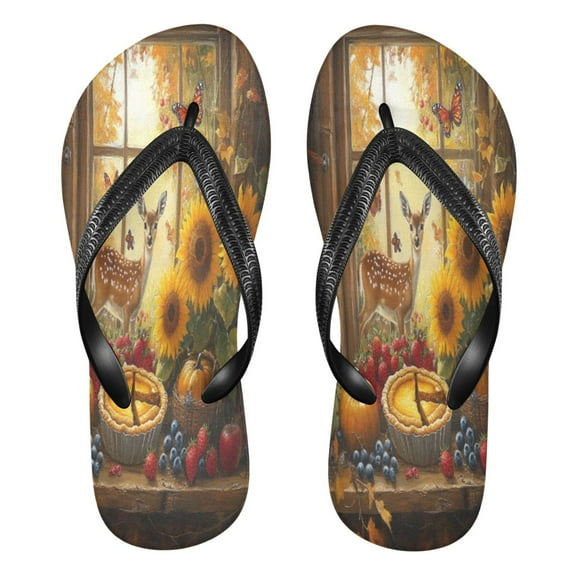 YAZAOOSummer Flip Flops Creatively Autumn's Bounty Simple Beach Sandals