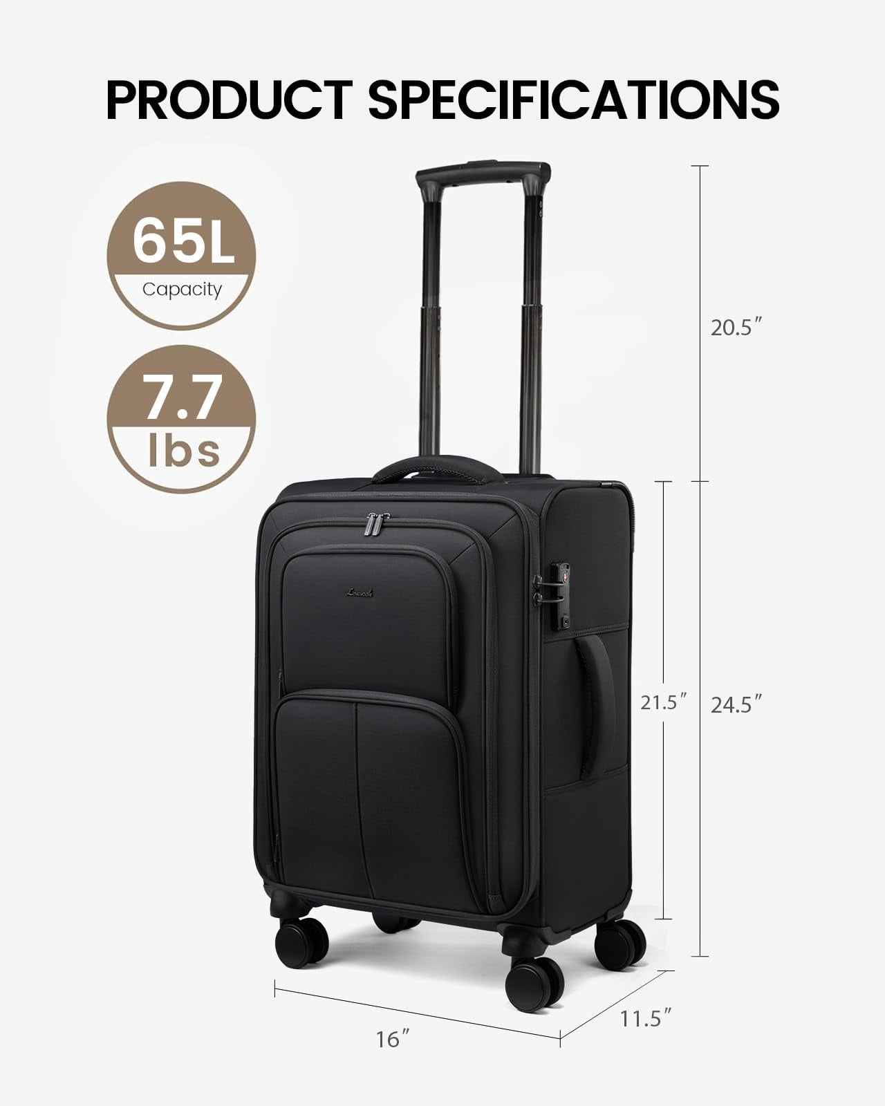 LOVEVOOK Carry On Luggage 22x14x9 Airline Approved, 22 Inch Softside Suitcases with Spinner Wheels, Lightweight Carry-on Suitcase with TSA Lock for Women Men, Large Luggage for Travel Business Trip
