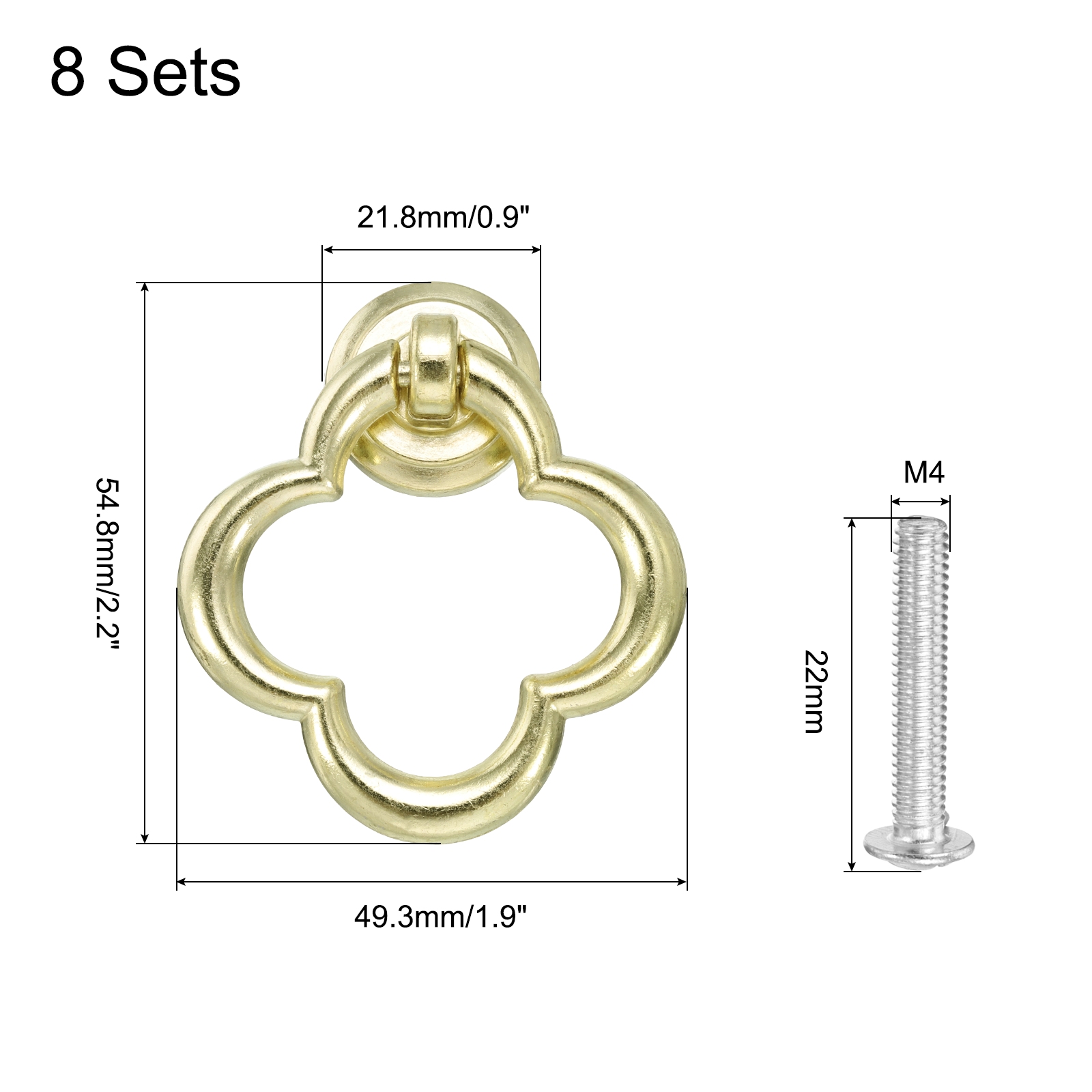 Unique Bargains Flower Ring Dresser Handles with Screws Zinc Alloy Blue-gold 8 Sets