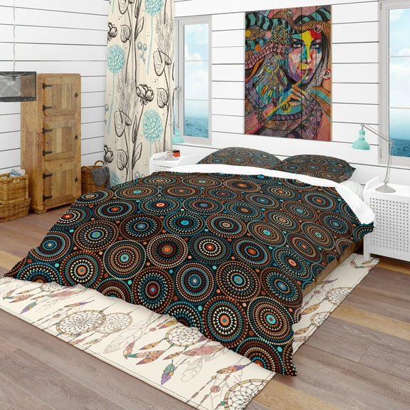 Designart 'Ethnic Geometric Pattern' Bohemian & Eclectic Duvet Cover Set