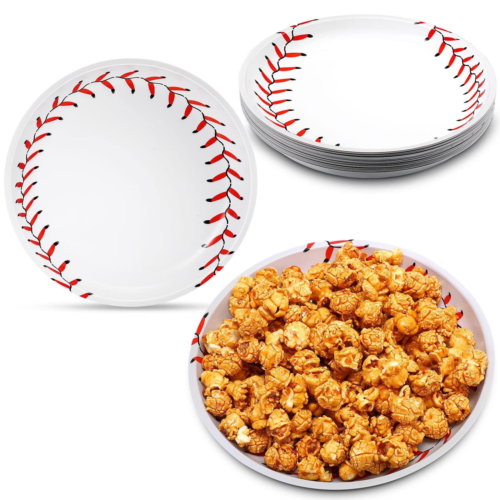 24 Pieces Baseball Party Plates Plastic Baseball Plates Reusable Baseball Dessert Plates for