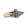 thumbnail image 5 of BLISSFUL STEP Women's Stiletto Heel Mules Pointed Toe Stripe Bow Slip-On Dress Shoes Deep Blue 6, 5 of 8