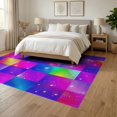 thumbnail image 3 of ODIKA 6'x9' Washable Area Rug Checkered Purple Gradient Sparkle Gaze Unicorn Motif Playroom for Queen Size Bedroom, Under Bed, Master Suite, Easy Care, Non-Shedding, 3 of 7